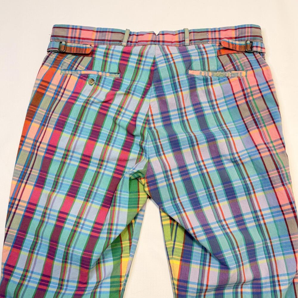 Polo Ralph Lauren Pants Mens 38x30 Multicolor Madras Plaid Cotton Chino Preppy - Picture 11 of 12